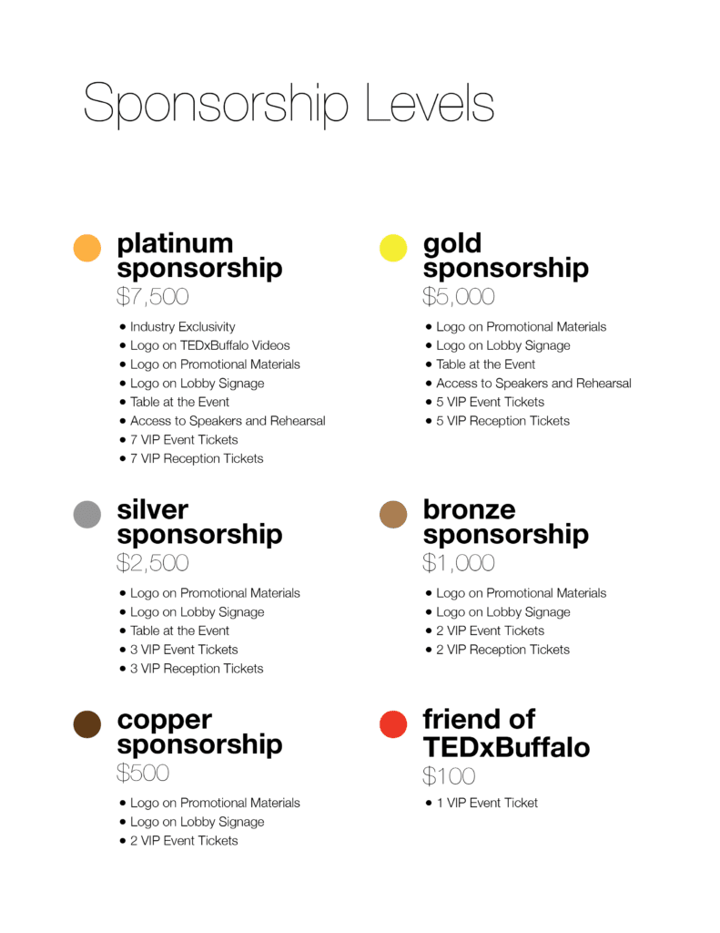 TEDxBuffalo 2015 Sponsorship Levels